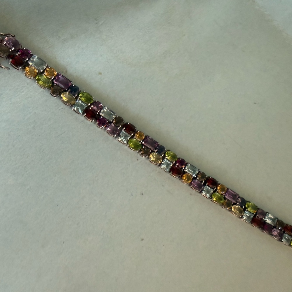 Elegant Multicolor Gemstone sterling silver Bracelet